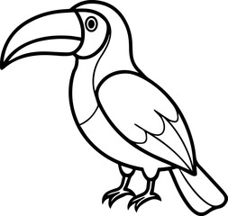 toucan bird outline vector illustration line art