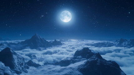 Captivating full moon illuminating clouds and stars in night sky, sky with moon and clouds