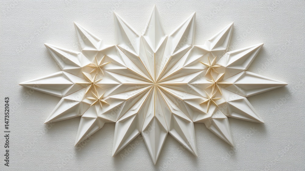 Poster a collection of small star shapes arranged to create a larger star on a pristine white backdrop, evo