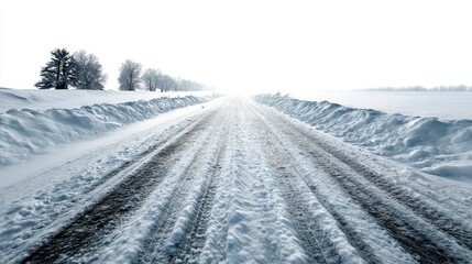 Obraz premium Snowy Road Winter Landscape Photography