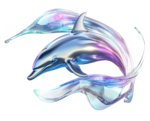 PNG A digital dolphin rat holographic futuristic.