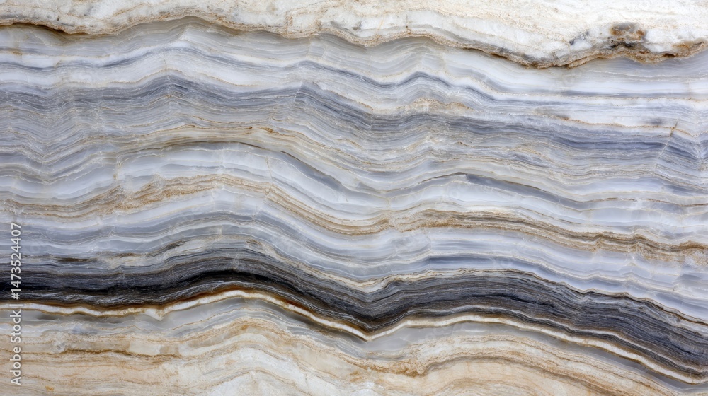Poster a top-down view highlights a luxurious quartz surface with smooth texture and flowing gray veins, em