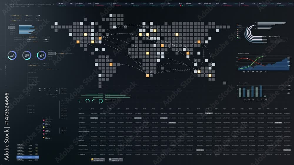 Leinwandbilder Dynamic data visuals for business info graphics, animated charts, and data-driven insights for a business meeting mock-up. Explore the world of trading, stock exchanges, and crypto