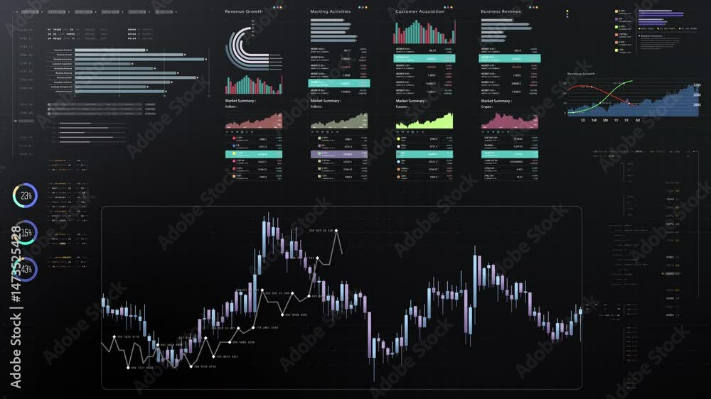 Leinwandbilder dynamic data visuals for business info graphics, animated charts, and data-driven insights for a bus