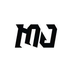 MJ monogram logo design letter text name symbol monochrome logotype alphabet character simple logo