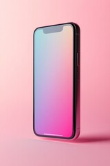Modern Smartphone with Gradient Screen on Pink Background