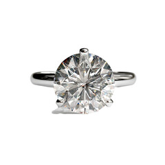 Exquisite Round Brilliant Cut Diamond Ring - A Timeless Symbol of Love and Luxury , isolated on white background png