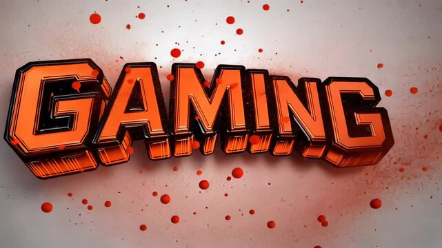 Vibrant Gaming Text with Dynamic Red Splatter Effect