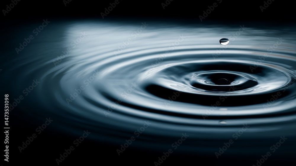 Poster Close-up view of illuminated ripples in shallow water highlighting abstract reflections created by a single light source in a dark setting, evoking tranquility