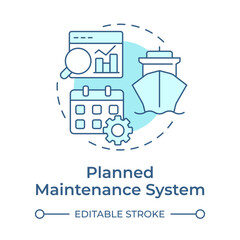 Planned maintenance system soft blue concept icon. Software driven system. Technical ship management. Round shape line illustration. Abstract idea. Graphic design. Easy to use in booklet
