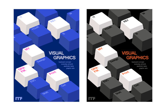 3d keyboard poster &ndash; visual graphics layout template with keycap typography colorful collection modern vivid monotone style digital simple layout useful cover annual front page printing graphic design