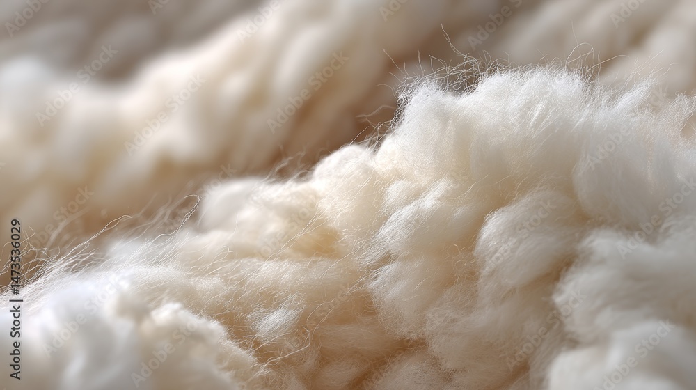 Poster soft and fluffy white wool fibers create a cozy texture, enhanced by subtle lighting that highlights