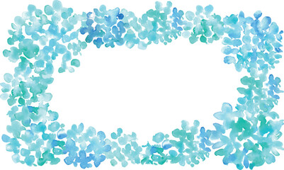 水彩画。水彩タッチの紫陽花ベクターイラスト。紫陽花の梅雨夏フレーム。手書きの草木と花背景。Watercolor painting. Hydrangea vector illustration with watercolor touch. Hydrangea rainy season summer frame. Hand drawn plants and flowers background.