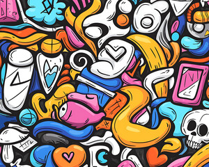 Colorful Doodle Art Background.