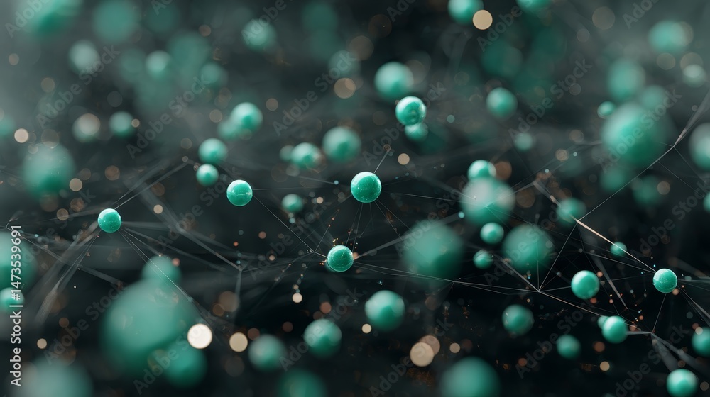 Poster A captivating high-angle view showcases a digital grid filled with glowing teal data nodes, embodying the essence of innovation in a vibrant tech environment