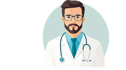 Fototapeta premium Abstract Doctor Portrait in Healthtech Style with Healthcare Elements