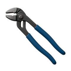 Obraz premium A close up view of a pair of blue handled groove joint pliers against a black background studio shot