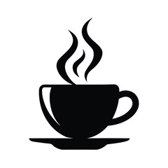 coffee cup with steam black silhouette 