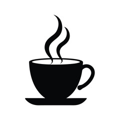 coffee cup with steam black silhouette 