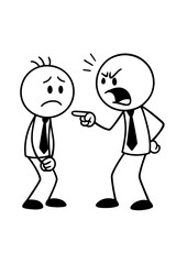 Angry boss yelling at sad employee