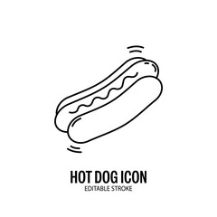 Hot Dog Icon with White Background Flat Design Vector Illustration. Editable Stroke