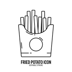 French Fries Icon with White Background Flat Design Vector Illustration. Editable Stroke