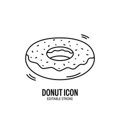 Donut Icon with White Background Flat Design Vector Illustration. Editable Stroke
