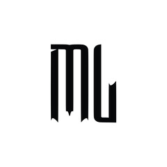 ML monogram logo design letter text name symbol monochrome logotype alphabet character simple logo