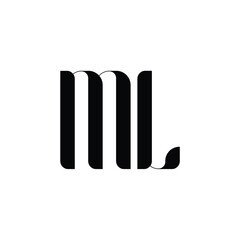 ML monogram logo design letter text name symbol monochrome logotype alphabet character simple logo