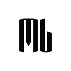 ML monogram logo design letter text name symbol monochrome logotype alphabet character simple logo