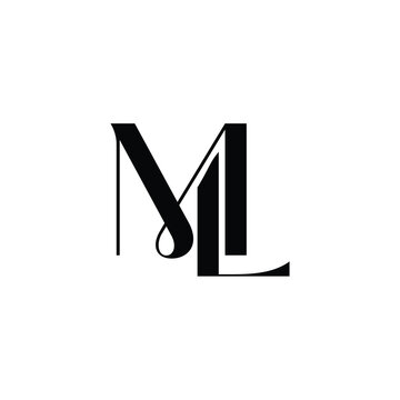 ML monogram logo design letter text name symbol monochrome logotype alphabet character simple logo