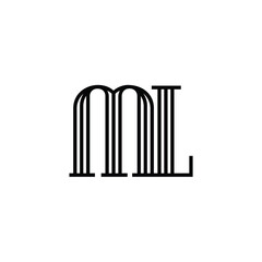 ML monogram logo design letter text name symbol monochrome logotype alphabet character simple logo