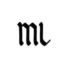 ML monogram logo design letter text name symbol monochrome logotype alphabet character simple logo