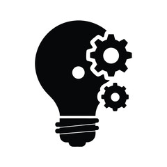 light bulb with gear black silhouette