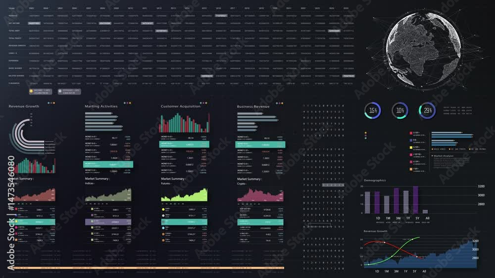Leinwandbilder dynamic data visuals for business info graphics, animated charts, and data-driven insights for a bus