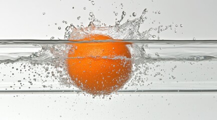 Orange plunging into water, creating a splash