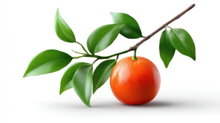 Realistic Satsuma on Plan white Background