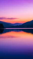 Fototapeta premium Serene Sunset Over Tranquil Lake Reflected in Calm Waters