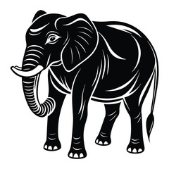 Obraz premium Elephant silhouette, strong and gentle, vector