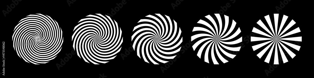 Poster black and white spiral illusion background. circus backdrop. abstract hypnotic radial patterns with 