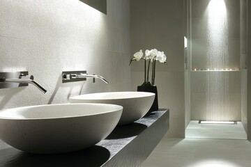 premium quality image of interior design and decoration of a nice and modern bathroom