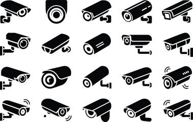 Security Camera Icons for CCTV and Surveillance Systems. Set of CCTV icons. Home security cameras icons. Vector illustration.