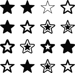 Star icon set on white background. Vector illustration.
