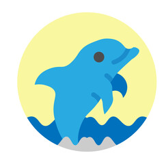 Dolphin Jumping Vector Flat Icon Design