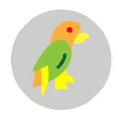 Parrot on a Perch Vector Flat Icon Design