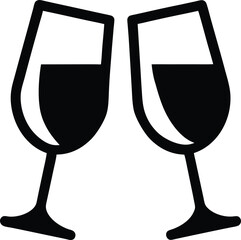wine glass cheers logo silhouette icon vector illustration