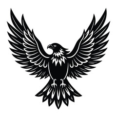 Fototapeta premium Silhouette of a soaring eagle, wings spread, vector art