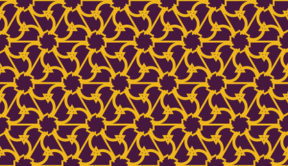 Vector illustration with pattern in triangles style. Curved line. Decorative design for For interior wallpaper, smart design, fashion print. Purple, orange color. Seamless