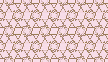Decorative pattern with triangles style. Vector illustration. For fashion print, scrapbooking page, flyer design. Light brown color. Seamless