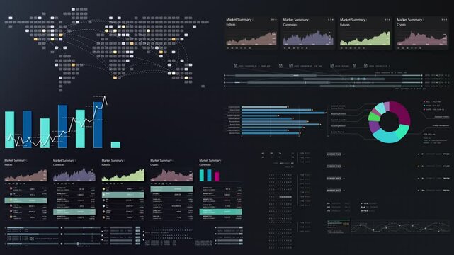 Dynamic data visuals for business info graphics, animated charts, and data-driven insights for a business meeting mock-up. Explore the world of trading, stock exchanges, and crypto